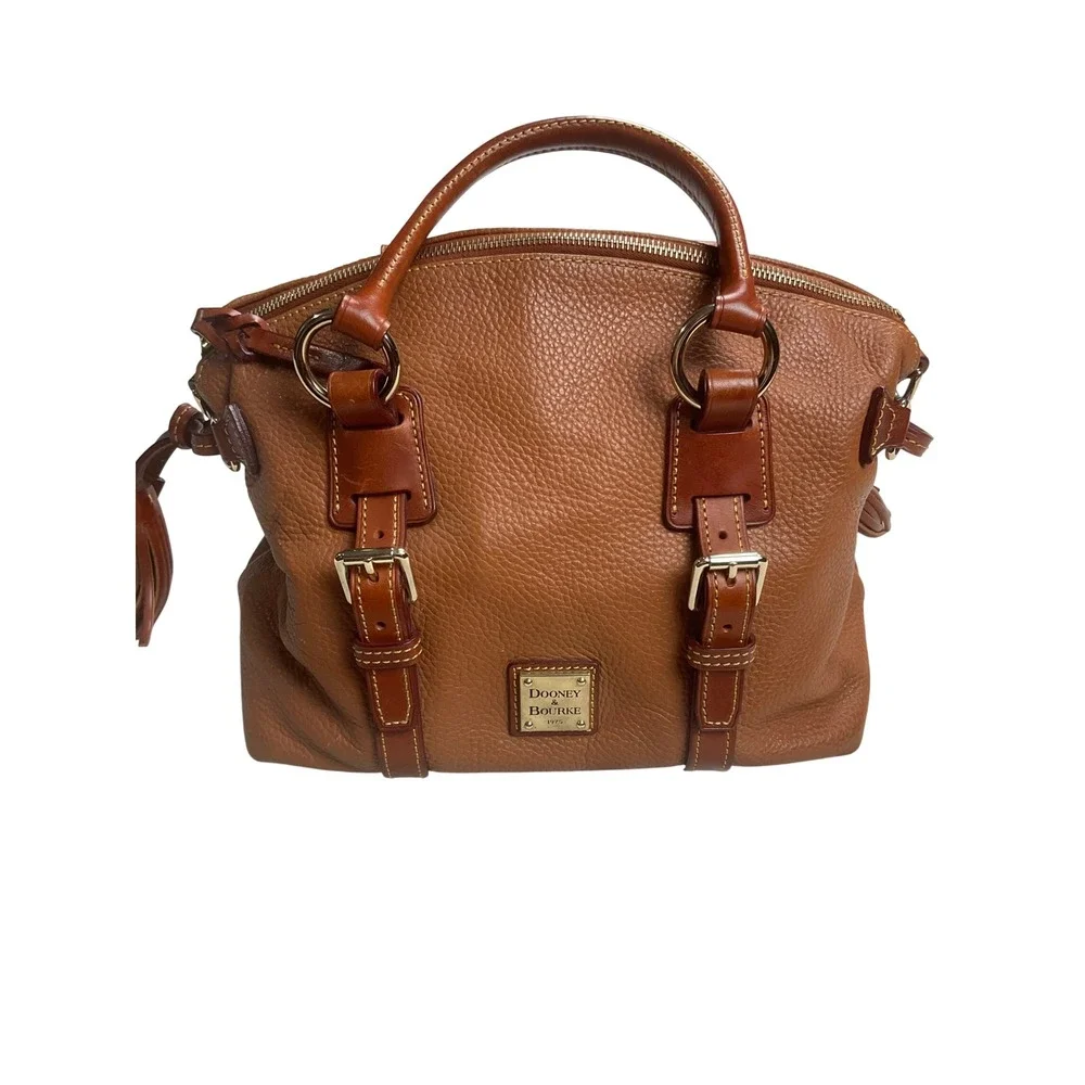 Dooney & Bourke Satchel Women Medium Ginger Pebbled Leather Good‎ Tassel Buckle
